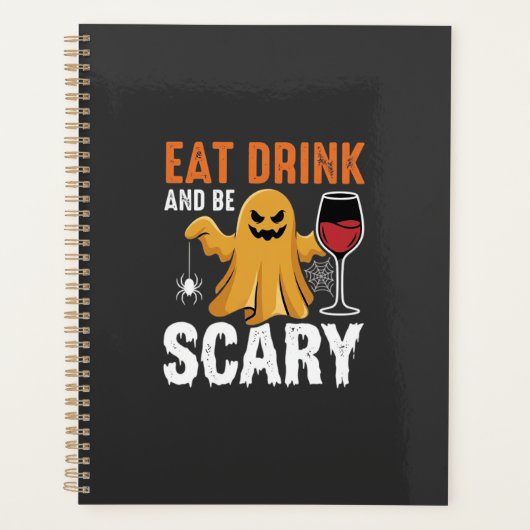 ハロウィーン 食べる 飲む 怖い ゴースト デザイン_1 プランナー手帳 (正面)