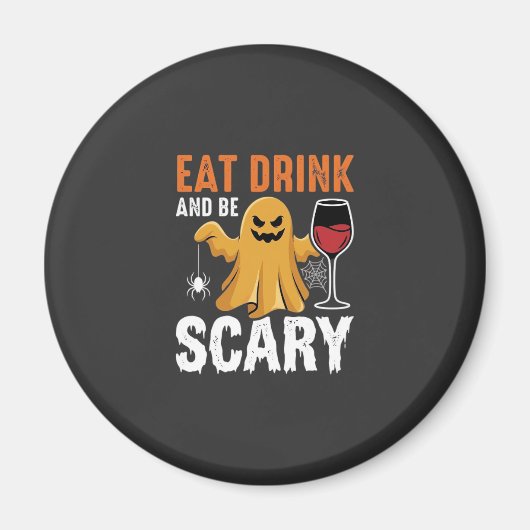 ハロウィーン 食べる 飲む 怖い ゴースト デザイン_1 マグネット (正面)