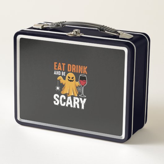 ハロウィーン 食べる 飲む 怖い ゴースト デザイン 1 メタルランチボックス (正面)