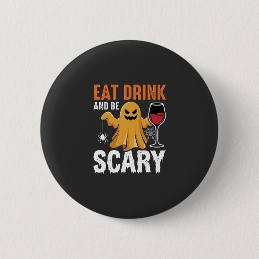 ハロウィーン 食べる 飲む 怖い ゴースト デザイン_1 缶バッジ (正面)