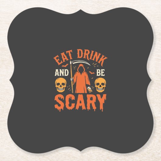 ハロウィーン 食べる 飲む 怖い リーパー デザイン_1 ペーパーコースター (正面)