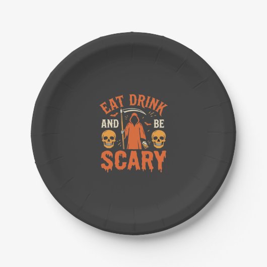 ハロウィーン 食べる 飲む 怖い リーパー デザイン_1 ペーパープレート (正面)