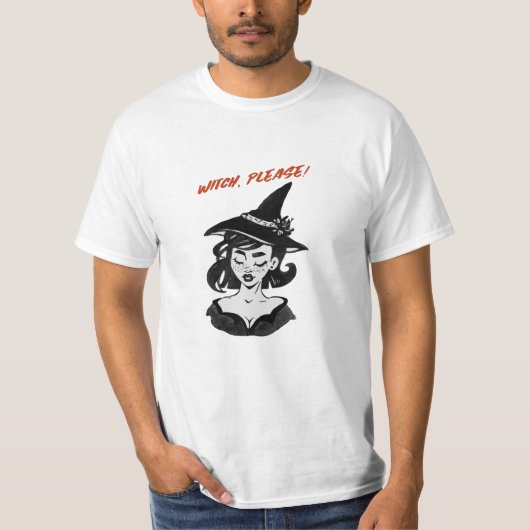 ハロウィーン – 魔女お願い! Tシャツ (正面)