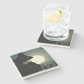 ハロウィーン：魔女とハウントハウス ストーンコースター (横)