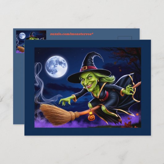 ハロウィーン/魔女はがき ポストカード (正面/裏面)