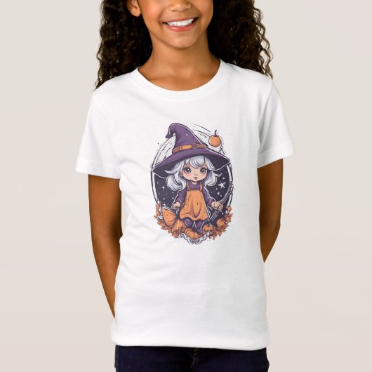 ハロウィーン、魔女3ベビー、かわいい魔女、秋休日 Tシャツ (正面)