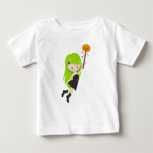 ハロウィーン，魔女，かぼちゃや，トリックまたは治療，ブー ベビーTシャツ (正面)