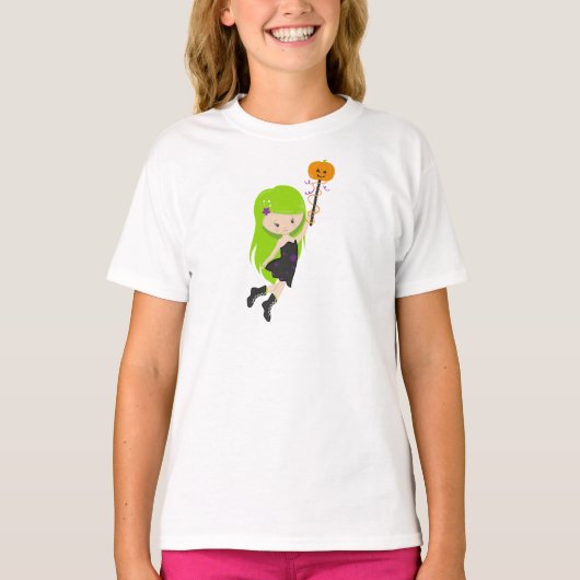 ハロウィーン，魔女，かぼちゃや，トリックまたは治療，ブー Tシャツ (正面)