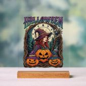 ハロウィーン 魔女 カボチャ 月の満ち欠け_1 アクリルサイン (ニュートラル)