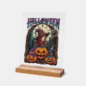 ハロウィーン 魔女 カボチャ 月の満ち欠け_1 アクリルサイン (傾斜)