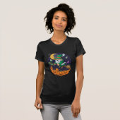 ハロウィーン 魔女 グノーム ほうき かぼちゃ 月 Tシャツ (正面フル)