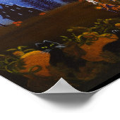 ハロウィーン，魔女，悪魔，月，幽霊,こうもり，カボチャ ポスター (角)