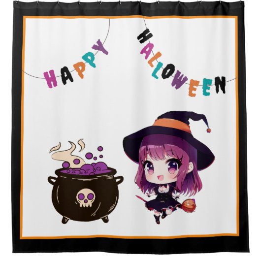ハロウィーン/魔女/秋/10月 シャワーカーテン (正面)