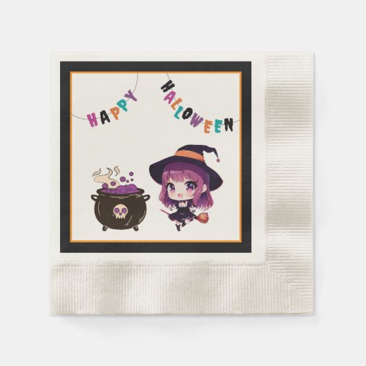 ハロウィーン/魔女/秋/10月 縁ありカクテルナプキン (正面)