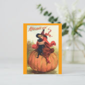 ハロウィーン，魔女，黒，猫，葉書 シーズンポストカード (スタンド正面)