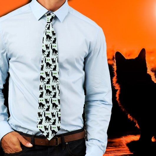ハロウィーン 黒猫の目柄 タイ