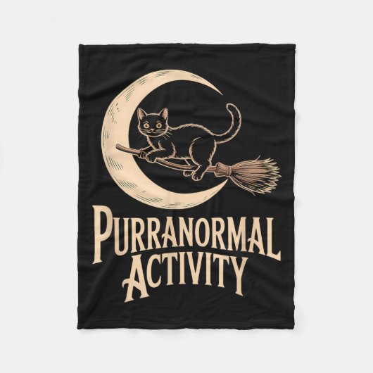 ハロウィーン 黒猫 三日月 フリースブランケット (正面)