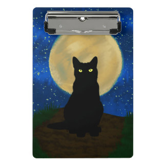 ハロウィーン 黒猫 月夜のシルエット  ミニクリップボード