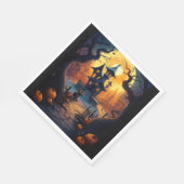 ハロウィーン/黒猫/魔女/魔法使い方曲がった家 スタンダードランチョンナプキン (角)