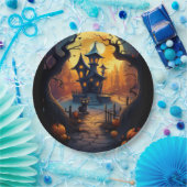 ハロウィーン/黒猫/魔女/魔法使い方曲がった家 ペーパープレート (パーティー)