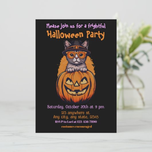 ハロウィーン, 1子猫,かわいい,おもしろい,恐ろしい,怖い, 招待状 (スタンド正面)