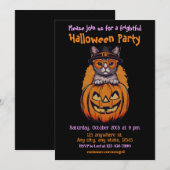 ハロウィーン, 1子猫,かわいい,おもしろい,恐ろしい,怖い, 招待状 (正面/裏面)
