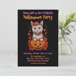 ハロウィーン、6子猫、おもしろい、不気味、ジャック・オ・ランタン。 招待状