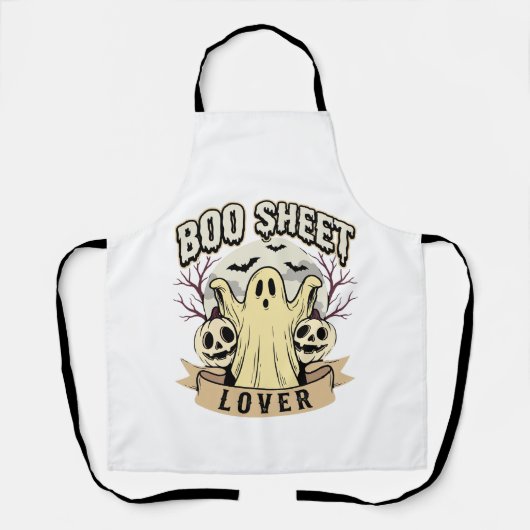 ハロウィーン BOO シート ラバー ゴースト ムーン エプロン (正面)