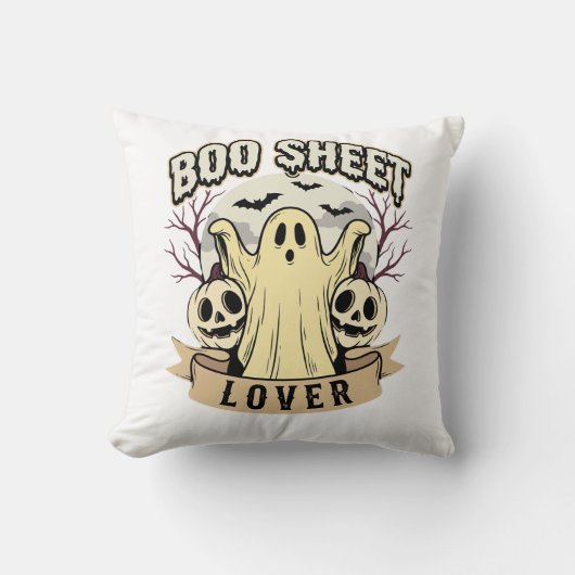 ハロウィーン BOO シート ラバー ゴースト ムーン クッション (正面)