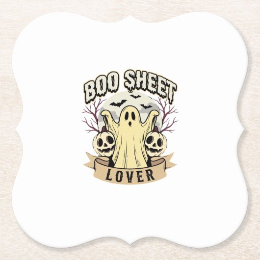 ハロウィーン BOO シート ラバー ゴースト ムーン ペーパーコースター (正面)