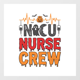 ハロウィーン NICU看護師クルー ヴィンテージ タイポグラフィーTシャツ ウィンドウサイン