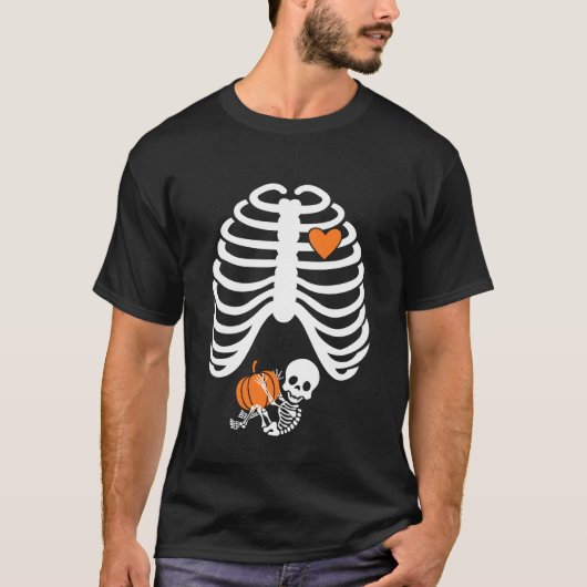 ハロウィーン X線 妊娠 おめでた ベビー 肋骨 1 Tシャツ (正面)