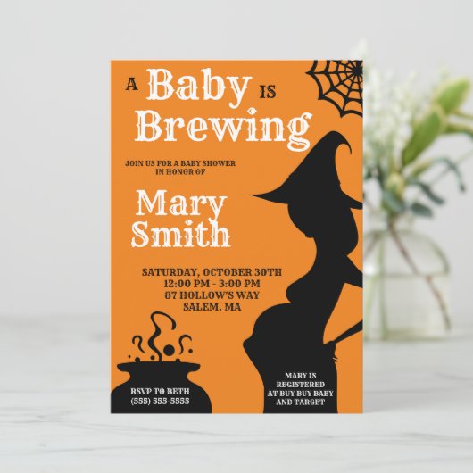 ハロウィーンAベビーが醸造ベビーシャワー招待状 招待状 (スタンド正面)