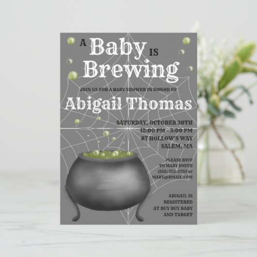 ハロウィーンAベビーが醸造ベビーシャワー招待状 招待状 (スタンド正面)