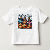 ハロウィーンAIスパイダーズとカボチャの子供 –  トドラーTシャツ (正面)