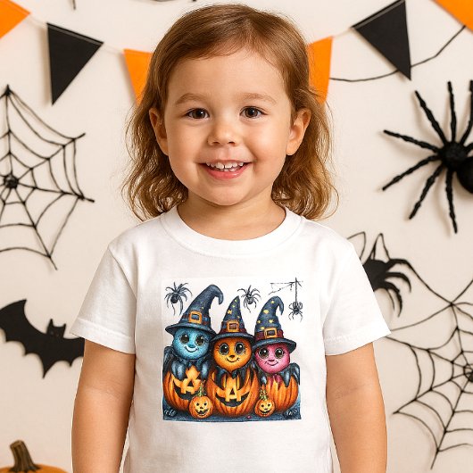ハロウィーンAIスパイダーズとカボチャの子供 –  トドラーTシャツ