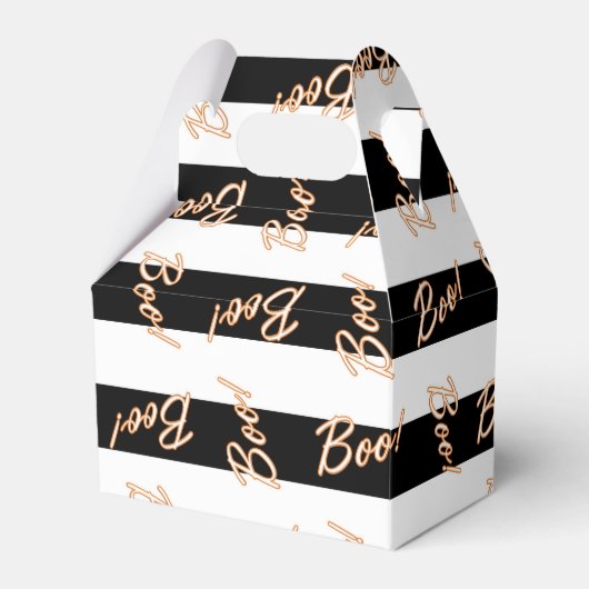 ハロウィーンBOOオレンジ白黒パーティー好意ボックス フェイバーボックス (正面サイド)