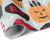 ハロウィーンBOO誕生日追加ネームカボキンズカップケーキ ラッピングペーパー (ロールコーナー)