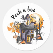 ハロウィーンBOO赤ちゃんシャワーの装飾を覗く ラウンドシール (正面)