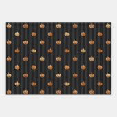 ハロウィーンBrocadeスパイダーウェブカボチャ不気味ブラック ラッピングペーパーシート (正面3)