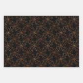 ハロウィーンBrocadeスパイダーウェブカボチャ不気味ブラック ラッピングペーパーシート (正面)