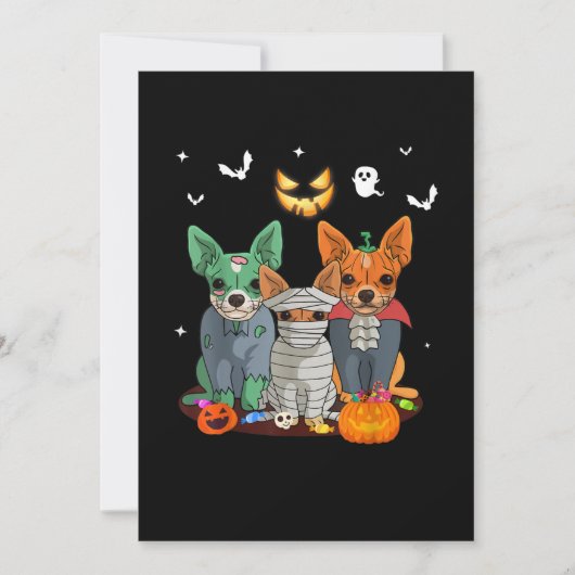 ハロウィーンChihuahua犬の魔女可愛いギフトダッシュント 案内状 (正面)