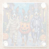 ハロウィーンCoでブルーヒーラードッグズトリックまたはトリートメント ガラスコースター (裏面)