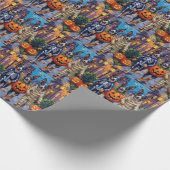 ハロウィーンCoでブルーヒーラードッグズトリックまたはトリートメント ラッピングペーパー (角)