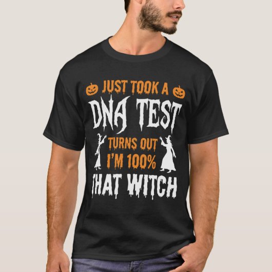 ハロウィーンDNA鑑定ウィッチ グラフィック おもしろ Tシャツ (正面)