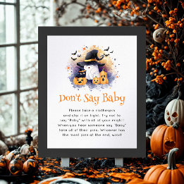 ハロウィーン'Don't Sayベビー'赤ちゃんシャワーゲーム ポスター