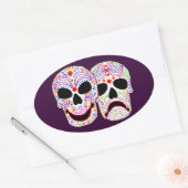ハロウィーンDOTD喜劇 – 悲劇スカル 楕円形シール (封筒)