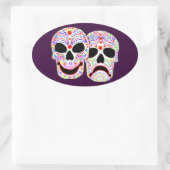 ハロウィーンDOTD喜劇 – 悲劇スカル 楕円形シール (バッグ)