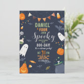 ハロウィーンFOURever 4th誕生日こうもりパーティー幽霊 招待状 (スタンド正面)