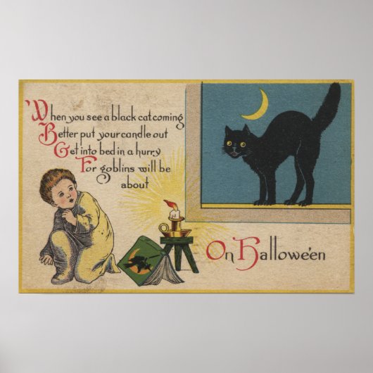 ハロウィーンGreetingBlack Cat ポスター (正面)